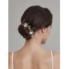 imageSWEETV 2Pcs Bridal Hair AccessoriesSilver Wedding Hair Pins Pieces With White Flowers for Brides1Gold