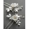 imageSWEETV 2Pcs Bridal Hair AccessoriesSilver Wedding Hair Pins Pieces With White Flowers for Brides2Silver