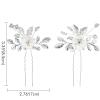 imageSWEETV 2Pcs Bridal Hair AccessoriesSilver Wedding Hair Pins Pieces With White Flowers for Brides2Silver