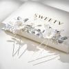 imageSWEETV 2Pcs Bridal Hair AccessoriesSilver Wedding Hair Pins Pieces With White Flowers for Brides2Silver