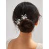 imageSWEETV 2Pcs Handmade Wedding Hair PinsFlower Bridal Hair PinBeaded Wedding Hair Accessories for Brides Silver