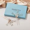 imageSWEETV 2Pcs Wedding Hair Pins Bridal Rhinestone Wedding Hair Accessories Hair Pieces for Brides BridesmiadSilverRose Gold