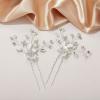imageSWEETV 2Pcs Wedding Hair Pins Bridal Rhinestone Wedding Hair Accessories Hair Pieces for Brides BridesmiadSilverSilver