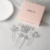 imageSWEETV 5 Pack Bridal Wedding Hair Side CombsUshaped Rhinestone Hair Pins Crystal Hair Pieces Hair Accessories for Women and Girls Bridesmaids Party PhotographySilverA