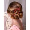 imageSWEETV 5 Pack Bridal Wedding Hair Side CombsUshaped Rhinestone Hair Pins Crystal Hair Pieces Hair Accessories for Women and Girls Bridesmaids Party PhotographyRedA
