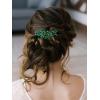 imageSWEETV 5 Pack Bridal Wedding Hair Side CombsUshaped Rhinestone Hair Pins Crystal Hair Pieces Hair Accessories for Women and Girls Bridesmaids Party PhotographyGreenA