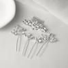 imageSWEETV 5 Pack Bridal Wedding Hair Side CombsUshaped Rhinestone Hair Pins Crystal Hair Pieces Hair Accessories for Women and Girls Bridesmaids Party PhotographySilverA