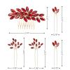 imageSWEETV 5 Pack Bridal Wedding Hair Side CombsUshaped Rhinestone Hair Pins Crystal Hair Pieces Hair Accessories for Women and Girls Bridesmaids Party PhotographyRedA