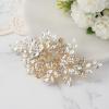 imageSWEETV Rhinestone Wedding Hair Comb Crystal Hair Pieces Bridal Side Combs Elegant Bride Hair Accessories Wedding Hair Clip for Women Girls BridesmaidGoldA