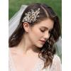 imageSWEETV Rhinestone Wedding Hair Comb Crystal Hair Pieces Bridal Side Combs Elegant Bride Hair Accessories Wedding Hair Clip for Women Girls BridesmaidGoldA