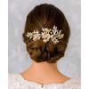 imageSWEETV Silver Bridal Hair Comb for Wedding Hair Accessories Handmade with Crystals Pearls and Leaves 472 x 275 inches for Brides Women1Gold