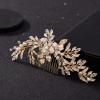 imageSWEETV Silver Bridal Hair Comb for Wedding Hair Accessories Handmade with Crystals Pearls and Leaves 472 x 275 inches for Brides Women1Gold