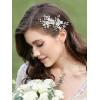 imageSWEETV Silver Bridal Hair Comb for Wedding Hair Accessories Handmade with Crystals Pearls and Leaves 472 x 275 inches for Brides Women1Silver