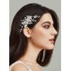 imageSWEETV Silver Bridal Hair Comb for Wedding Hair Accessories Handmade with Crystals Pearls and Leaves 472 x 275 inches for Brides Women1Silver