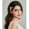 imageSWEETV Silver Bridal Hair Comb for Wedding Hair Accessories Handmade with Crystals Pearls and Leaves 472 x 275 inches for Brides Women1Silver