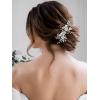 imageSWEETV Silver Bridal Hair Comb for Wedding Hair Accessories Handmade with Crystals Pearls and Leaves 472 x 275 inches for Brides Women1Silver