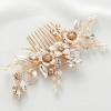 imageSWEETV Silver Bridal Hair Comb for Wedding Hair Accessories Handmade with Crystals Pearls and Leaves 472 x 275 inches for Brides Women2Rose Gold