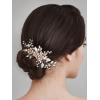 imageSWEETV Silver Bridal Hair Comb for Wedding Hair Accessories Handmade with Crystals Pearls and Leaves 472 x 275 inches for Brides Women2Rose Gold