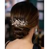 imageSWEETV Silver Bridal Hair Comb for Wedding Hair Accessories Handmade with Crystals Pearls and Leaves 472 x 275 inches for Brides Women2Rose Gold