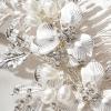imageSWEETV Silver Bridal Hair Comb for Wedding Hair Accessories Handmade with Crystals Pearls and Leaves 472 x 275 inches for Brides Women2Silver