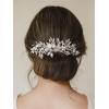 imageSWEETV Silver Bridal Hair Comb for Wedding Hair Accessories Handmade with Crystals Pearls and Leaves 472 x 275 inches for Brides Women2Silver