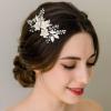 imageSWEETV Wedding Hair Comb Clip Bridal Crystal Wedding Hair Accessories for Brides and Bridesmaid Silver2Silver