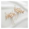 imageSWEETV 2Pcs Bridal Hair AccessoriesSilver Wedding Hair Pins Pieces With White Flowers for Brides1Gold