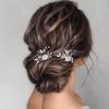 imageSWEETV 2Pcs Bridal Hair AccessoriesSilver Wedding Hair Pins Pieces With White Flowers for Brides2Silver