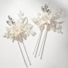 imageSWEETV 2Pcs Handmade Wedding Hair PinsFlower Bridal Hair PinBeaded Wedding Hair Accessories for Brides Silver