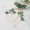 imageSWEETV 5 Pack Bridal Wedding Hair Side CombsUshaped Rhinestone Hair Pins Crystal Hair Pieces Hair Accessories for Women and Girls Bridesmaids Party PhotographyGreenA