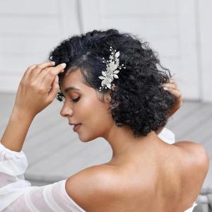 imageSWEETV Rhinestone Bride Wedding Hair clip Silver Crystal Bridal Hair comb Sparkly Hair Piece Gem Hair Accessories for WomenGirls ampamp BridesBridesmaidssilver