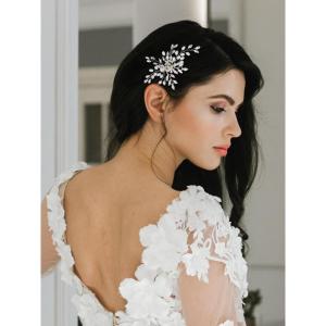 imageSWEETV Rhinestone Wedding Hair Comb Crystal Hair Pieces Bridal Side Combs Elegant Bride Hair Accessories Wedding Hair Clip for Women Girls BridesmaidSilverC
