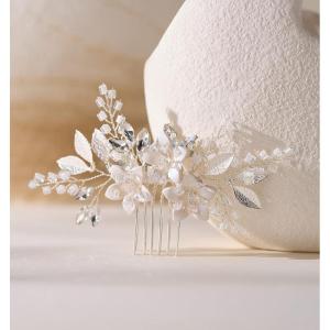 imageSWEETV Wedding Hair Comb Clip Bridal Crystal Wedding Hair Accessories for Brides and Bridesmaid Silver2Silver