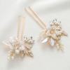 imageSWEETV 2Pcs Handmade Wedding Hair PinsFlower Bridal Hair PinBeaded Wedding Hair Accessories for Brides1Gold
