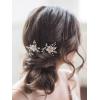 imageSWEETV 2Pcs Handmade Wedding Hair PinsFlower Bridal Hair PinBeaded Wedding Hair Accessories for Brides1Gold