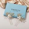 imageSWEETV 2Pcs Wedding Hair Pins Rhinestone Bridal Wedding Hair Accessories Hair Pieces for Brides BridesmiadGoldGold