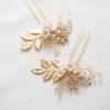 imageSWEETV 2Pcs Wedding Hair Pins Rhinestone Bridal Wedding Hair Accessories Hair Pieces for Brides BridesmiadGoldGold