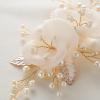 imageSWEETV 3Pcs Bridal Hair Pins White Flower Bride Hair Pieces Wedding Hair Side Combs Floral Headpieces Accessories Fall Beach Clip for Brides Bridesmaids Women GirlsRose Gold