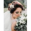 imageSWEETV 3Pcs Bridal Hair Pins White Flower Bride Hair Pieces Wedding Hair Side Combs Floral Headpieces Accessories Fall Beach Clip for Brides Bridesmaids Women GirlsRose Gold