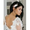 imageSWEETV 3Pcs Bridal Hair Pins White Flower Bride Hair Pieces Wedding Hair Side Combs Floral Headpieces Accessories Fall Beach Clip for Brides Bridesmaids Women GirlsWhite Gold