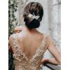 imageSWEETV 3Pcs Bridal Hair Pins White Flower Bride Hair Pieces Wedding Hair Side Combs Floral Headpieces Accessories Fall Beach Clip for Brides Bridesmaids Women GirlsPinsGold01
