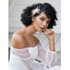 imageSWEETV 3Pcs Bridal Hair Pins White Flower Bride Hair Pieces Wedding Hair Side Combs Floral Headpieces Accessories Fall Beach Clip for Brides Bridesmaids Women GirlsGold