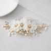 imageSWEETV 3Pcs Bridal Hair Pins White Flower Bride Hair Pieces Wedding Hair Side Combs Floral Headpieces Accessories Fall Beach Clip for Brides Bridesmaids Women GirlsGold02