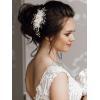 imageSWEETV 3Pcs Bridal Hair Pins White Flower Bride Hair Pieces Wedding Hair Side Combs Floral Headpieces Accessories Fall Beach Clip for Brides Bridesmaids Women GirlsGold02
