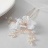 imageSWEETV 3Pcs Bridal Hair Pins White Flower Bride Hair Pieces Wedding Hair Side Combs Floral Headpieces Accessories Fall Beach Clip for Brides Bridesmaids Women GirlsPinsGold01
