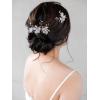 imageSWEETV 3Pcs Bridal Hair Pins White Flower Bride Hair Pieces Wedding Hair Side Combs Floral Headpieces Accessories Fall Beach Clip for Brides Bridesmaids Women GirlsPinsGold01