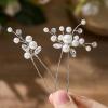 imageSWEETV 5 Pieces Bride Hair Pins Wedding Pearl Hair Side Comb Rhinestone Bridal Hair Clips Crystal Hair Pieces Hair Accessories for Women and GirlsSilverA