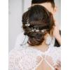imageSWEETV 7 Pieces Bride Hair Accessories Pearl Wedding Hair Pins Leaf Bridal Hair Piece Vintage Hair Headpiece Leaf Hair Clips Jewelry for Women Bridesmaids Brides Flower GirlsSetAGold