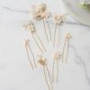 imageSWEETV 7 Pieces Bride Hair Accessories Pearl Wedding Hair Pins Leaf Bridal Hair Piece Vintage Hair Headpiece Leaf Hair Clips Jewelry for Women Bridesmaids Brides Flower GirlsSetAGold