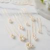 imageSWEETV 7 Pieces Bride Hair Accessories Pearl Wedding Hair Pins Leaf Bridal Hair Piece Vintage Hair Headpiece Leaf Hair Clips Jewelry for Women Bridesmaids Brides Flower GirlsSetDGold